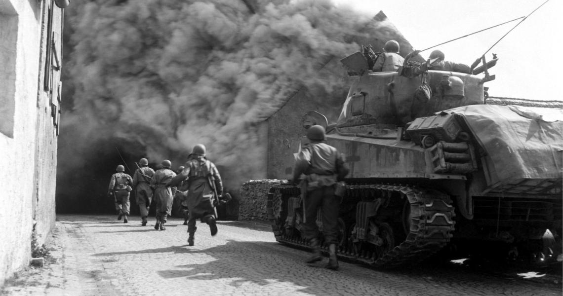 A tank under fire in World War II
