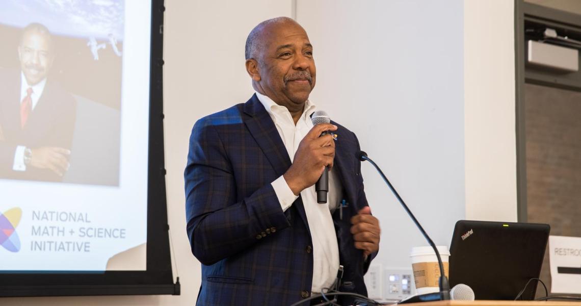 Bernard Harris speaking at STEM forum in 2018