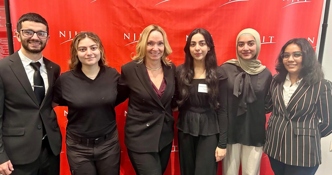 Naasz (third from left) with students from NJIT Entrepreneur Society