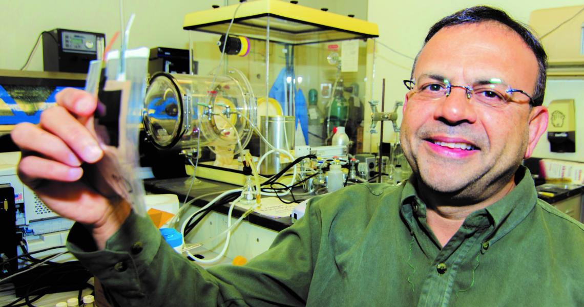 Somenath Mitra, who has embedded carbon nanotubes in polymer composites, thin films, nanoelectronics and flexible batteries (above), is now deploying them in the fight against COVID-2.