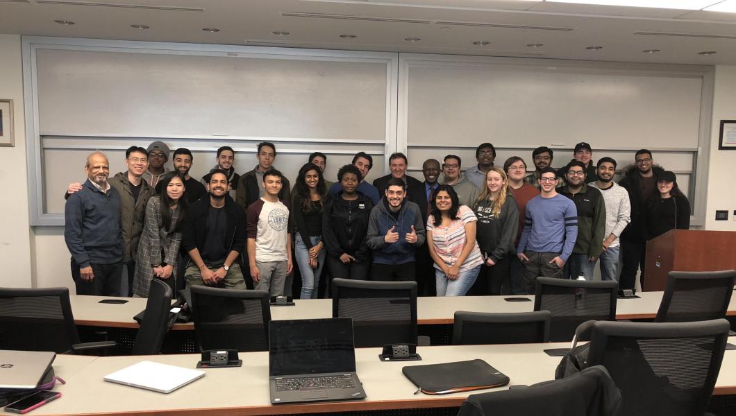Instructors Zhenrui Cao and Weizhi Chen (front row, second and third from left, respectively) and MTSM faculty members Leon Vaks and Cheickna Sylla (back row, seventh and eighth from left, respectively) joined a happy group of students that had completed 