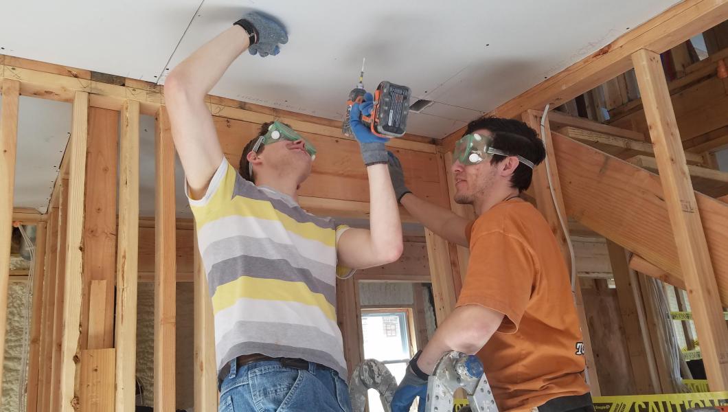 At this house in Bayville, N.J., NJIT students participate in the Sandy Rebuild project in partnership with SBP, “a leader in disaster resilience and recovery.”