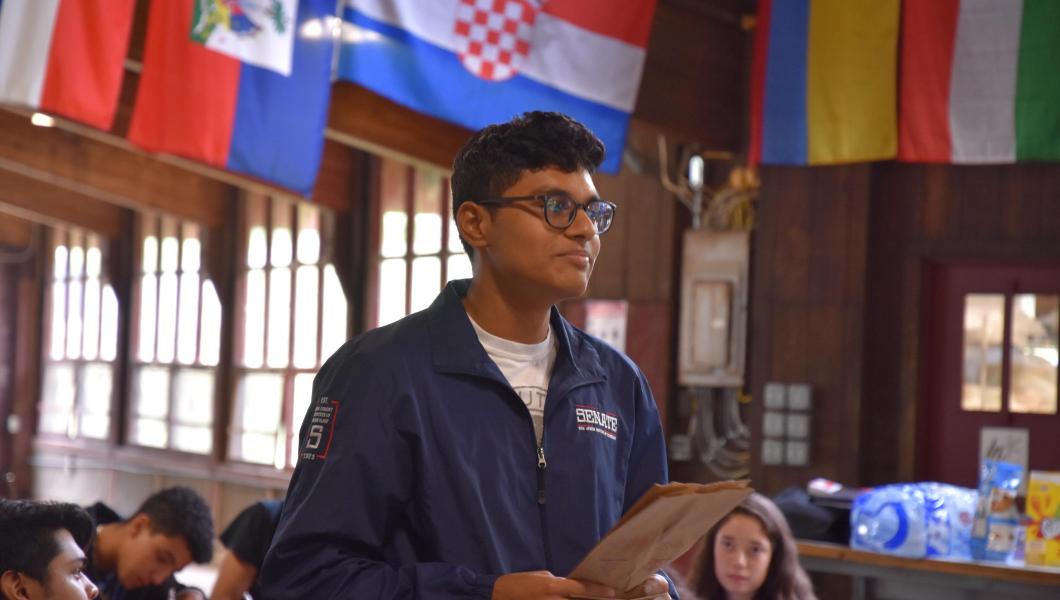 Anuj Patel, president of the NJIT Student Senate, at a retreat earlier this year to discuss goals for the year.