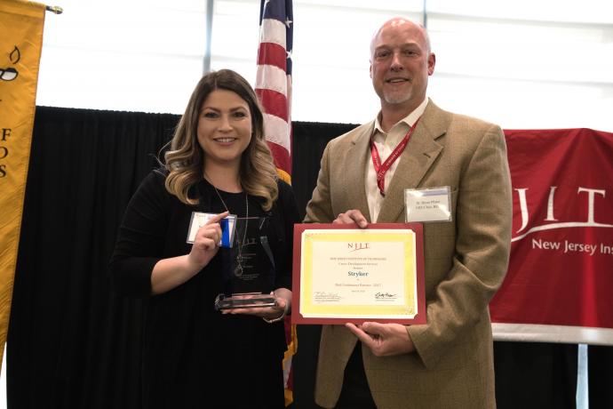 Stryker’s Danielle Rosenblatt picked up the honor for Best Continuous Partner from NJIT’s Bryan Pfister, associate professor and chair of biomedical engineering.