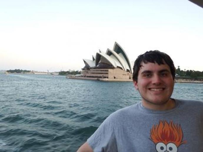 Brendan Dente in Sydney with the Opera House in the background
