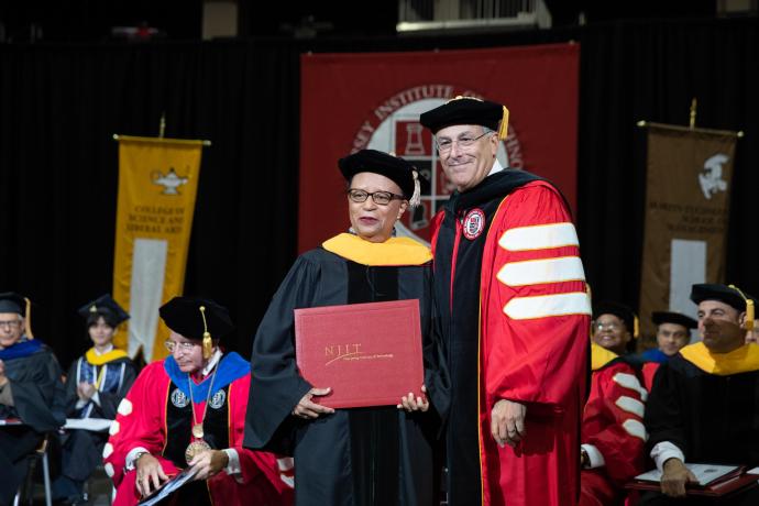 RPI President Shirley Ann Jackson and NJIT Board of Trustees Chair Robert Cohen 