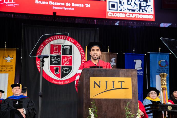 Bruno Bezerra de Souza was the student speaker for the Ph.D. cohort and earned a doctorate in civil and environmental engineering