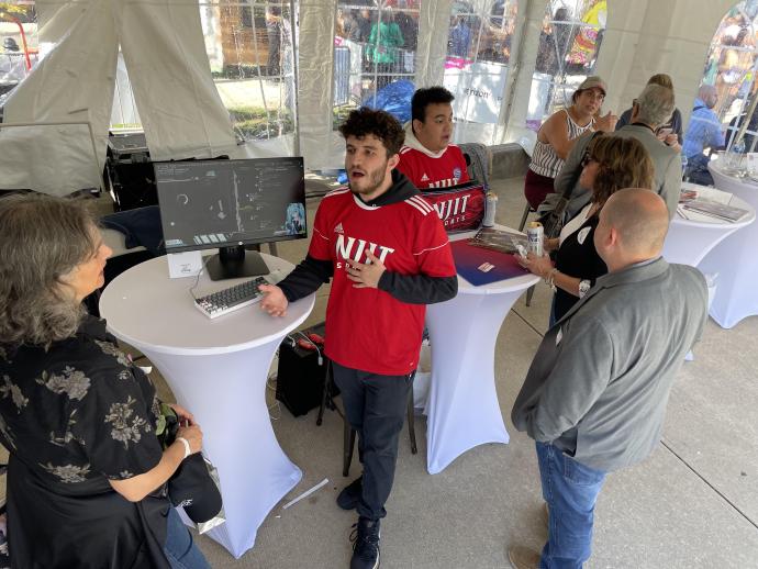 Bruno Brandao (L) and Ahmed Alami (R) donned their gear and manned the Esports booth at the festival.