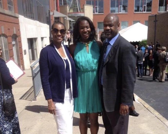 Kelsey Jackson with her parents after completing her Bachelor's at NJIT. 