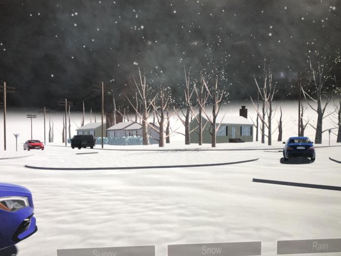 A VR simulation of the proposed roundabout in wintry conditions.