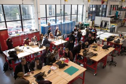 New Jersey educators attend a hands-on workshop at NJIT's Makerspace.