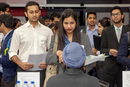 Students connect with employers at an NJIT Career Fair.