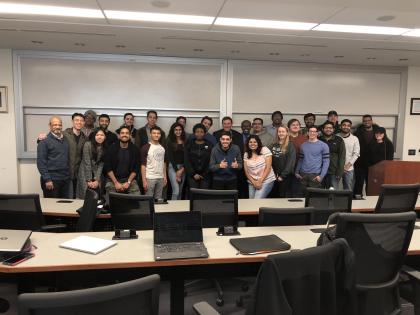 Instructors Zhenrui Cao and Weizhi Chen (front row, second and third from left, respectively) and MTSM faculty members Leon Vaks and Cheickna Sylla (back row, seventh and eighth from left, respectively) joined a happy group of students that had completed 