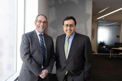 (From left) Martin Tuchman School of Management professors Michael Ehrlich and Rajiv Mehta