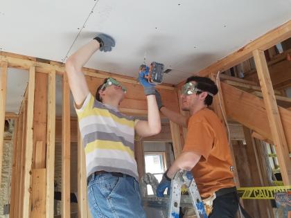 At this house in Bayville, N.J., NJIT students participate in the Sandy Rebuild project in partnership with SBP, “a leader in disaster resilience and recovery.”