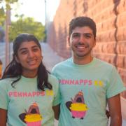 Dorman Scholars, computer science majors and hackathon winners Aarati Srikumar and George Aboudiwan