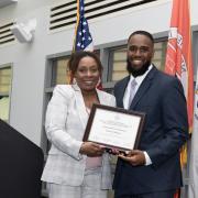 Crystal Smith, EOP's newly appointed director, with now EOP alumnus Ishmael Menns '19