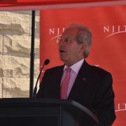 President Joel Bloom addresses the "Welcome to Campus Reception"