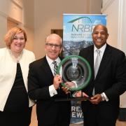 At the NRBP awards ceremony: (from left) Jeanine Pedoto, Prudential Financial vice president; Joel S. Bloom, NJIT president and award recipient; Darrell K. Terry Sr., NRBP board chair