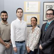 2019 scholarship and fellowship recipients (from left) Jenan Abu-Hakmeh, Samir Peshori, John Antley, Victoria Harbour, Sebastian Fine and Samantha Lomuscio