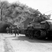 A tank under fire in World War II