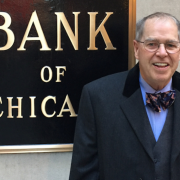 William Rapp, MTSM professor, outside the Federal Reserve Bank of Chicago, where he presented at the bank's 32nd Annual Economic Outlook Symposium