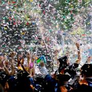 Graduation celebration with confetti