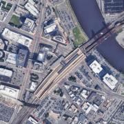 Aerial view of Newark Penn Station